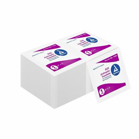 DYNAREX Antiseptic Towelettes with benzalkonium chloride, 5 in. x 7 in., 100PK 1303